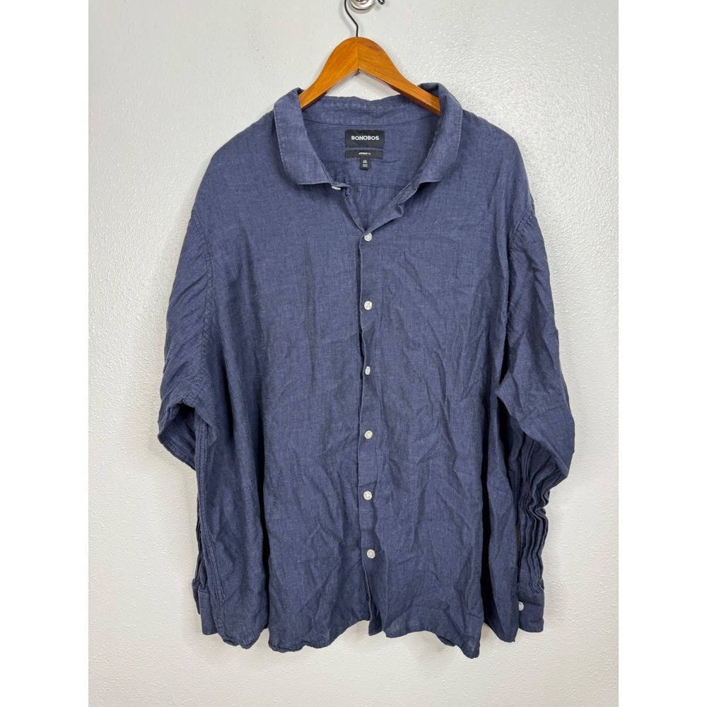 Bonobos Blue Long Sleeve Linen Blend‎ Shirt Size 4XL